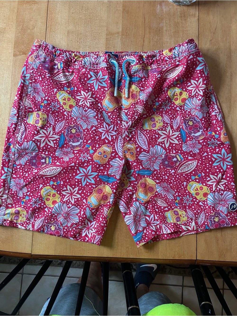 johnnie-O Red Floral Sugar Skull Hybrid Swim Shorts
